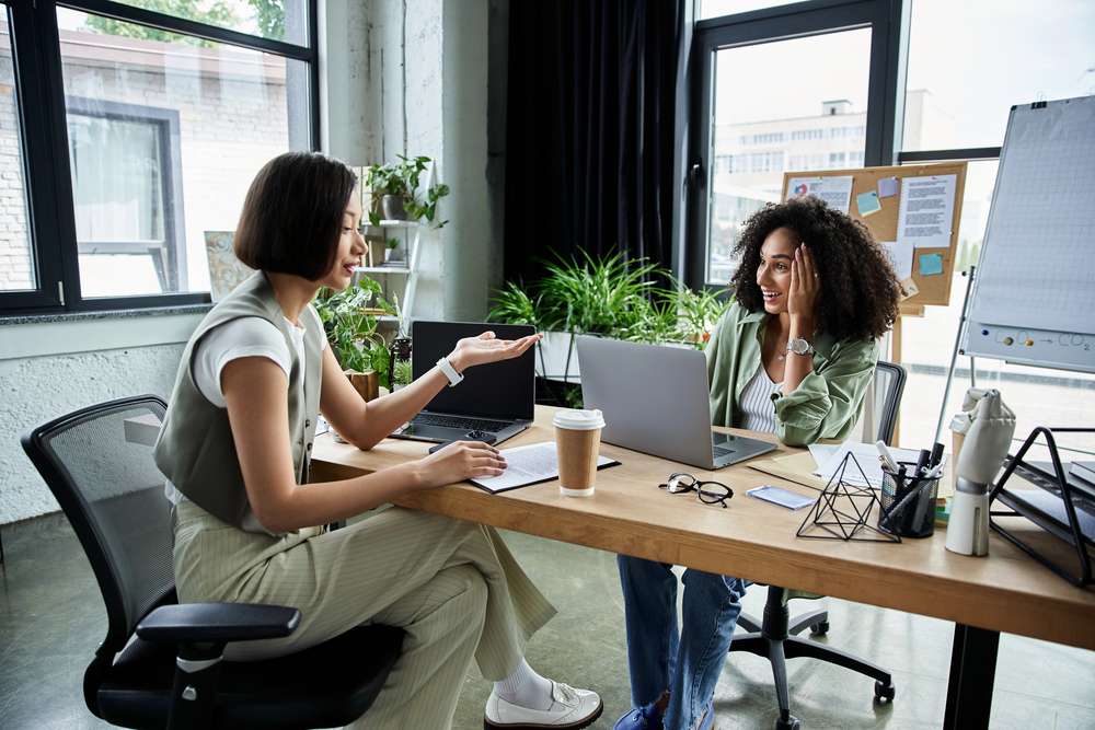 Women talking in the office